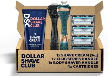 Dollar Shave Club Full Body Shaving Kit with Diamond Grip Club Series Razor Handle, No Slip Body Shaving Handle, 4-Blade Razor Refill Cartridges, and Shave Cream 3oz. Razors for Men & Women