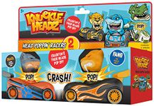 Moptrek z Duo Head Poppin' Quick Shot Pull Back Crash Derby Race Cars - Fang The Tiger and Snarl The Wolf