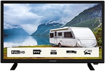 Linsar 24FHD220SC Télévision 24 Pouces(60 cm)avec Lecteur DVD intégré pour Mobil-Homes et caravanes Adaptateur Voiture 12V, Dolby Audio, Triple Tuner DVB-C/T2/S2, HDMI, USB, Sortie Audio numérique
