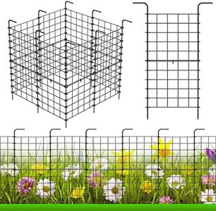 32 Pack Decorative Garden Fence Outdoor 24in x 22ft Coated Metal RustProof Landscape Wrought Iron Wire Border Folding Fences Flower Bed Fencing Barrier Section Panels Decor Picket Edging