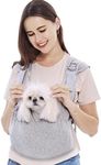 Supet Dog Carrier Sling for Small Dogs, Anti-Anxiety Cat Sling Carrier Chest, Hands-Free Front Facing Puppy Sling, Adjustable Soft Cotton Swaddle Wrap, Reducing Back Neck Pain