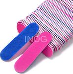 INOG Mini Nail File (180/240 Grit), 100Pcs Disposable Nail Files Double Sided Emery Boards Home or Professional Manicure Pedicure Tools (Blue and Pink)