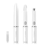 TOUCHBeauty Face Eyebrow Nose Ear Hair Trimmer, All-in-ONE Hair Remover for Women & Men, Dual Blades Shaver Battery Powered Upgraded Version TB-1458(White)