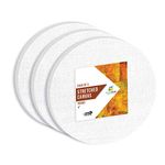 Homestrap 8 Oz Primed Cotton Pre Stretched 4 Inch Round Canvas with Wooden Frame – Pack of 3