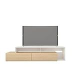 Nexera 112039 72-Inch Tv Stand with 2 Drawers, Natural Maple & White