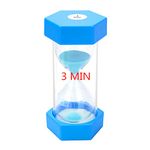 Hourglass Timer 3 Minute Sand Timer Colorful Sand Clock 3 Minute, Small Blue Sand Watch 3 Min, Plastic Hour Glass Sandglass Timer for Kids, Games, Classroom, Kitchen, Decor(3min, Blue)