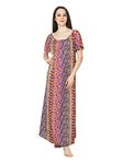 PATRORNA Plus Size Viscose Blend Printed Pleated Maxi Nighty (SV4_Orange Camouflage Print_4XL)