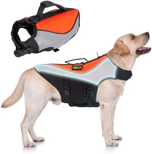 Dog Life Jacket for Swimming & Boating, High Buoyancy Dog Life Vest with Rescue Handle, Reflective Adjustable Dog Flotation Device for Pool, Lake & Kayaking, Secure Fit Pet Swim Vest (XXXL, Orange)