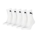 PUMA Unisex Short Crew Socks (5 Pack) Socks, White, 9-11 UK