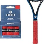 Raquex Exhale Racket Overgrip Tape 3 Pack – Tennis, Badminton, Squash, Padel Over grip – Perforated, Absorbent Racquet Overgrip - Anti Slip Over Grip Tape (Red)