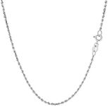 Jewelry Affairs 14k White Solid Gold Diamond Cut Rope Chain Necklace, 1.25mm