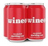Wine0 Non-Alcoholic Sparkling Rosé Wine, Non-Alcoholic Wine, Low-Calorie, Low-Carb, Low-Sugar, Antioxidants, Hints of Ripe Cherries, Citrus, and Oak, 4-Pack (12 oz. cans)