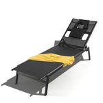 Multigot Garden Sun Lounger, 5-Position Adjustable Outdoor Chaise Lounge Chair with Face Hole and Detachable Head Pillows, All-Weather Deck Chair Leisure Sun Bed for Patio Beach