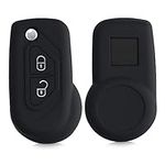 kwmobile Key Cover Compatible with Citroen DS3 C3 2 Button Car Key - Soft Silicone Car Key Fob Holder Protector Case - Black