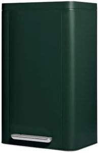 Caraway 45L Rectangular Step Trash Can - 13 Gallon Stainless Steel Trash Can with Quiet Close Lid and Fingerprint-Resistant Finish - Emerald