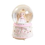 Princess Castle Musical Snow Globe, 6.1 Inch Resin/Glass Snow Globe Music Box with Colorful Lights & Automatic Snowflakes, Gifts for Girls Kids (Pink)