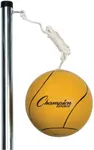 Champion Sports Portable Tetherball Set: Classic Backyard Lawn Beach and Pool Party Game Includes Soft Ball Nylon Rope & Durable Telescopic Pole with Free Air Pump