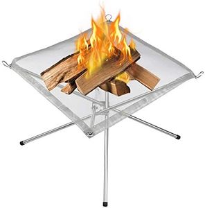 Portable Outdoor Fire Pit 22 Inch Upgrade Foldable Stainless Steel Mesh Fire Pit Wood Burning, Collapsible Fireplace Space Saving Perfect for Camping, Backyard, Patio, Garden (Carrying Bag Included)