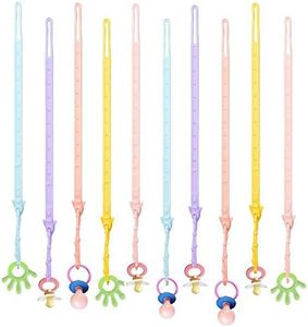 Babeine Silicone Toy Straps for Baby 10 Pack, Adjustable Pacifier Clips, Teether Holder, Toddler Toy Bottle Harness Straps for Strollers, High Chairs, Bags(Blue,Pink,Orange,Yellow,Purple)