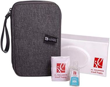 J.L. Childress Healthy Habits On-The-Go Clutch with Baby Wipes Case, Hand Sanitizer, Travel Tissues - Organize and Carry PPE - Baby Wipes Container - Travel Clutch and Organizer - Dark Grey
