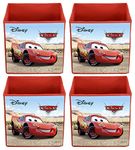 Fun Homes Disney Cars Print Non Woven Fabric 4 Pieces Foldable Large Size Storage Cube Toy, Books, Shoes Storage Box with Handle, Extra Large (Brown)