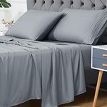 CAROMIO Bamboo Sheets Set for Full Size Bed, Cooling Sheets for Night Sweats, Soft Smooth and Breathable Hotel Quality Bed Sheets with 16" Deep Pocket Fitted Sheet (Dark Grey, Full)