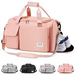 Gym Bag, Sport Bag with Wet Pocket, Portable Overnight Bags for Women, Waterproof Lightweight Holdall Bags for Women, Weekender, Vacation(Pink)