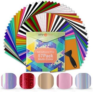 HTVRONT Permanent Vinyl for Cricut Machine-57 Pack 12" x 12" Permanent Vinyl Bundle, 52 Adhesive Vinyl Sheets and 5 Transfer Tape for Vinyl Permanent