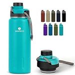 Santeco Water Bottle 710/500ml, Stainless Steel Flask with Strap & Wide Mouth Spout Lid, Leak Proof, Double Walled Vacuum Insulated Water Bottle, Keep Drinks 24h Hot & 12h Cold for Hiking Camping