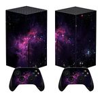 PlayVital Purple Nebula Custom Vinyl Skins for Xbox Series X, Wrap Decal Cover Stickers for Xbox Series X Console Controller