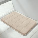 Yimobra Memory Foam Bath Mat, Comfortable, Soft, Maximum Absorbent, Machine Wash, Non-Slip, Thick, Easier to Dry for Bathroom Floor Rug (24 x 17 Inch, Beige)