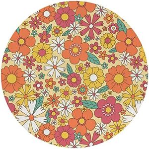 QUICQOD Retro 70s Groovy Hippie Colorful Flowers Floral Mouse Pad 8.7 x 8.7 Inches,Non-Slip Rubber Base Mousepads for Home Office Dorm Desk Decor,Gifts for Women Girls,Flower Lover Gifts
