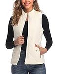 Women's Vest, Stand Collar Lightweight Zip Quilted Vest for Women Off White XL