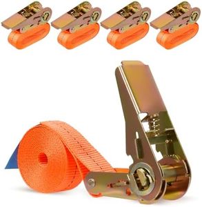 Hossom 4 Piezas Tensor de Carraca, Carga 1000 kg Correa para Trinquete, Correas de Amarre con Trinquete 2m, Eslingas Cinchas de Sujeción de Carga para Baca, Equipaje, Lonas, Color Naranja