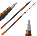 SKGPOLE 36FT Reach Telescopic Extension Pole, 7-30FT Multi-Purpose Extension Pole with Universal Twist-on Metal Tip, Sturdy Aluminum Paint Roller Extensions Poles for Squeegee, Paints Rollers, Orange