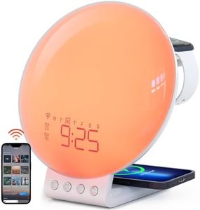 Dekala Smart Sunrise Alarm Clock with Wireless Charging for iPhone 14 13 12 Apple Watch AirPods Samsung, White Noise Sleep Sounds Machine, Nursery Night Light for heavy sleeper kid Touch & App Control