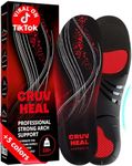 CRUVHEAL 220+ lbs Plantar Fasciitis High Arch Support Insoles Men Women - Orthotic Shoe Inserts - Boot Work Shoe Insole (S, Black)