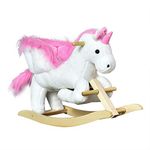 Qaba Kids Rocking Horse, Rocking Chair Nursery Plush Unicorn, Child Soft and Warm Ride on Toy with Sing Along Song Pink