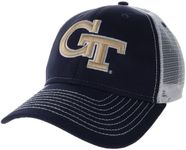 Barnesmith Georgia Institute of Technology GIT, GT Yellow Jacket Adjustable Trucker Hat Unisex Adult Relaxed Fit, Sideline Logo, Navy/White, One Size Fits All