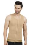 Dermapress Gynecomastia Compression Vest Full Size With Front Hooks And Zipper Closer|| L-B Stretch || Cotton || (Large, Beige) Measurement Upper Chest 95 cm to 104 cm