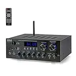 Pyle Bluetooth Home Audio Amplifier Receiver Stereo 300W Dual Channel Sound Audio System w/MP3, USB, SD, AUX, RCA, MIC, Headphone, FM, LED, Reverb Delay, for Home Theater Speakers, Studio - PDA69BU