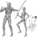 Action Figures Body Kun DX & Body-Chan DX PVC Figure Model Drawing SHF Children Kids Collector Toy Gift with Box, Drawing Mannequin Figure Models for Artists (Gray Male+Female)