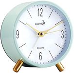 FLOITTUY 4 inches Super Silent Alarm Clock, Cream Green Beep Wake Round Alarm Clock with Night Light,Battery Operated,Easy Set Entry Lux Stylefor Desk, Bedroom and Home Decoration