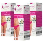 everteen NATURAL Hair Removal Cream with Chamomile for Bikini Line & Underarms in Women and Girls | No Harsh Smell, No Skin Darkening, No Rashes | 3 Packs 100 g Each with Spatula and Coin Tissues