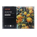 ARTME A4 Acrylic Pad x 12 Sheets/ 400gsm Extra Heavyweight/Cold Pressed/Acid Free for A Variety of Wet and Dry Media – Premium Quality Drawing Pad Sketchbook Acrylic and Gouache Painting