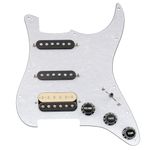 Musiclily Pro Auto-Split Pre-wired Standard HSS Pickguard with Artec Pickups Alnico 5 Magnet for ST Style Electric Guitar, 4ply White Pearl