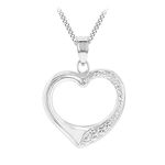 Amazon Essentials 9ct White Gold Cubic Zirconia Floating Heart Necklace (previously Amazon Collection)