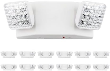 LIT-PaTH LED Emergency Lighting Fixtures with 2 LED Heads and Back Up Batteries- US Standard Exit Light, UL 924 and CEC Qualified, 120/277 Voltage, 12-Pack