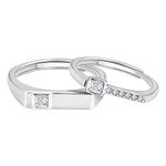 GIVA 925 Silver Zircon Love Language Couple Rings, Adjustable | Promise Rings for Men and Women | With Certificate of Authenticity and 925 Stamp | 6 Month Warranty*