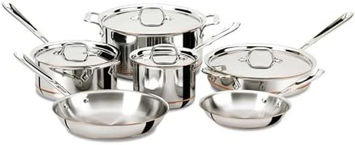 All-Clad 600822 SS Copper Core 5-Ply Bonded Dishwasher Safe Cookware Set, 10-Piece, Silver